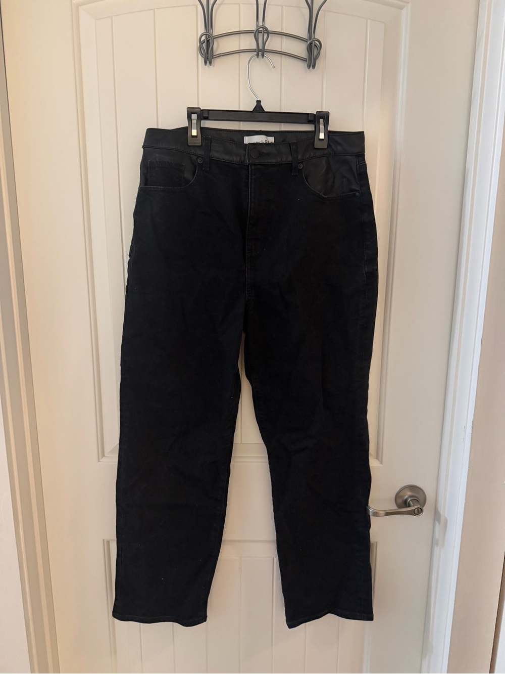 Loft Black High-Waist Straight Leg Cropped Pants